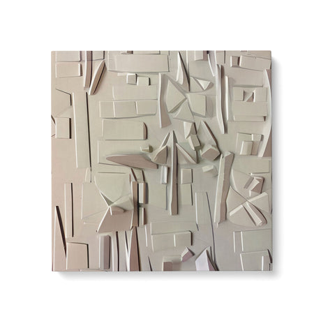Geometrical Modern 3D Shapes Neutral Beige Canvas Wall Art {Geo Sand} Canvas Wall Art Sckribbles 24x24  