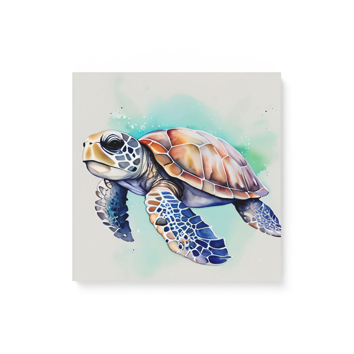 Cute Watercolor Sea Turtle Wall Art Canvas {Sweet Turtle} Canvas Wall Art Sckribbles 16x16  