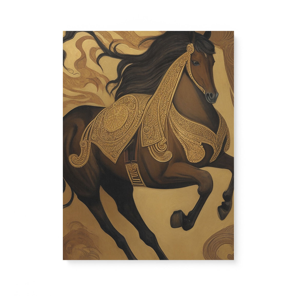 Neutral Medieval Horse Illustration Wall Art Canvas {Horse King} Canvas Wall Art Sckribbles 18x24  