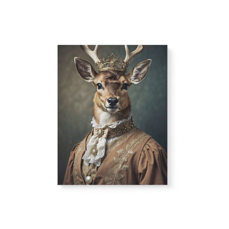 Vintage 18th-Century Deer Portrait Wall Art Canvas {Deer Royalty} Canvas Wall Art Sckribbles 11x14  