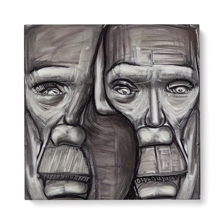 Masculine Black and White Wall Art Canvas {Two Faced} Canvas Wall Art Sckribbles 40x40  