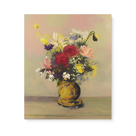 Vintage Painting of a Vase of Flowers Canvas Wall Art {The Golden Vase} Canvas Wall Art Sckribbles 20x24  