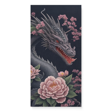 Dark Mythical Dragon Wall Art Canvas {Dragon Beauty} Canvas Wall Art Sckribbles 16x32  