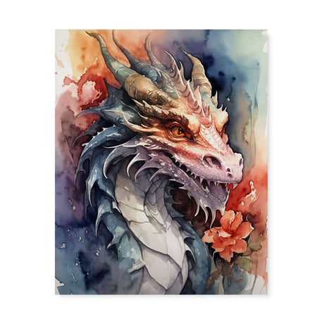 Mythical Watercolor Canvas Wall Art {The Dragon} Canvas Wall Art Sckribbles 24x30  