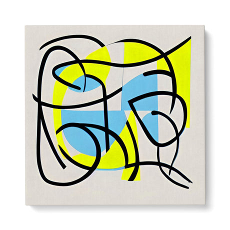 Contemporary Abstract Neon Yellow & Blue Canvas Wall Art Print {Blart} Canvas Wall Art Sckribbles 40x40  