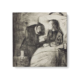 "The Sick Child" Sad Black & White Vintage Sketch Wall Art Canvas by Edvard Munch Canvas Wall Art Sckribbles 24x24  