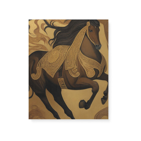 Neutral Medieval Horse Illustration Wall Art Canvas {Horse King} Canvas Wall Art Sckribbles 16x20  