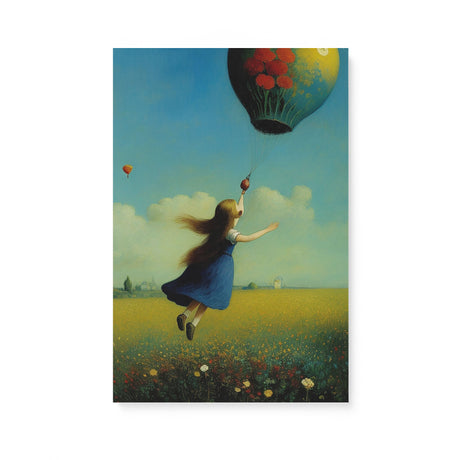 Colorful Whimsical Wall Art Canvas {Girl with Balloon V5} Canvas Wall Art Sckribbles 16x24  