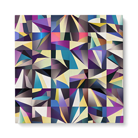 Colorful Contemporary Patterned Wall Art Canvas {Triangles in Squares} Canvas Wall Art Sckribbles 40x40  