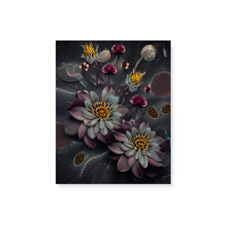 Dark Mysterious Flowers at Night Canvas Wall Art {Deep Floral} Canvas Wall Art Sckribbles 8x10  