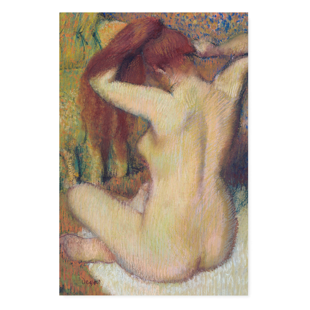 "Woman Combing Her Hair" Vintage Drawing Wall Art Canvas by Edgar Degas Canvas Wall Art Sckribbles 32x48  