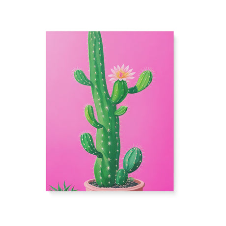 Bright Colorful Pot Plant Wall Art Canvas {Spunky Cactus} Canvas Wall Art Sckribbles 16x20  