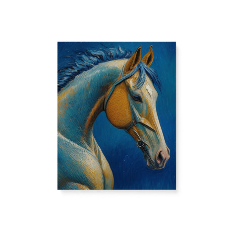 Horse Oil Painting in Blue & Orange Wall Art Canvas {Midnight Equine} Canvas Wall Art Sckribbles 8x10  