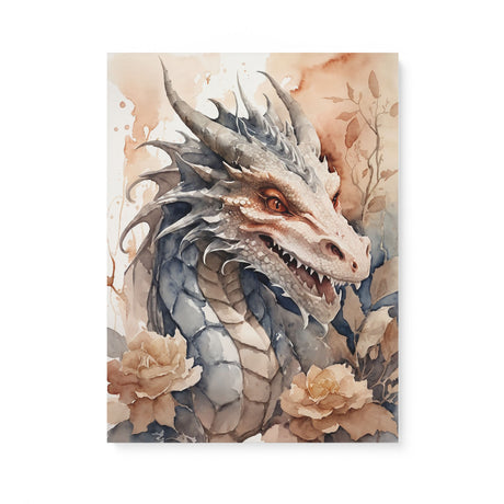 Mythical Medieval Watercolor Wall Art Canvas {World of Dragon} Canvas Wall Art Sckribbles 18x24  