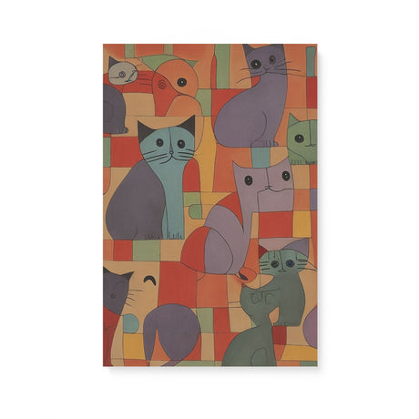 Quirky Neutral Sketch Wall Art Canvas {Odd Cats} Canvas Wall Art Sckribbles 16x24  