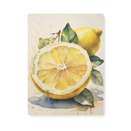 Sliced Lemon Bright Kitchen Watercolor Wall Art Canvas {Slice of Sour} Canvas Wall Art Sckribbles 18x24  