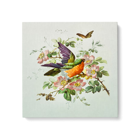 "Vintage Birthday Card with Birds, Flowers, and Butterflies" Wall Art Canvas Print Canvas Wall Art Sckribbles 24x24  