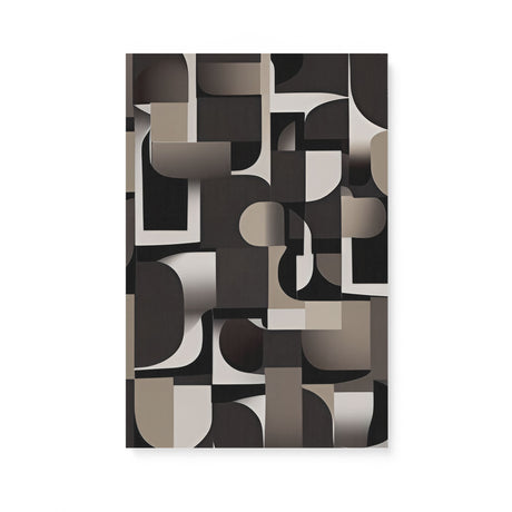 Black, White, and Beige Dark Bauhaus Inspired Pattern Wall Art Canvas {Mid-Century Chaos} Canvas Wall Art Sckribbles 16x24  