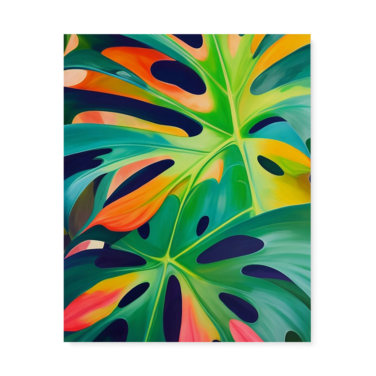 Colorful Monstera Deliciosa Swiss Cheese Wall Art Canvas {Monstera Love} Canvas Wall Art Sckribbles 24x30  