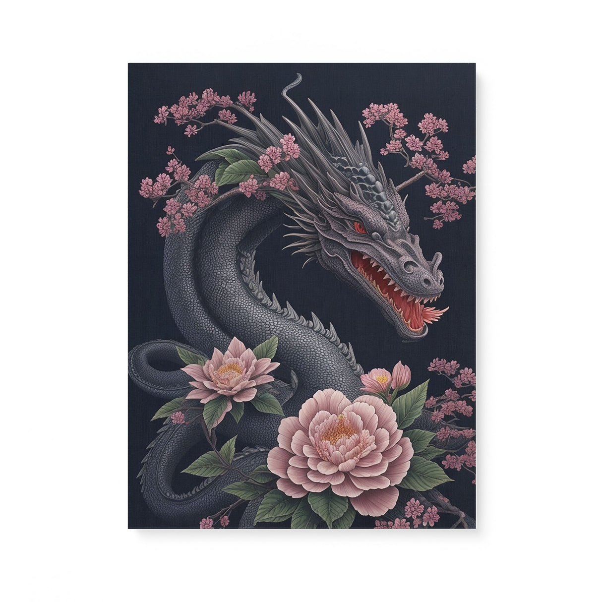 Dark Mythical Dragon Wall Art Canvas {Dragon Beauty} Canvas Wall Art Sckribbles 18x24  