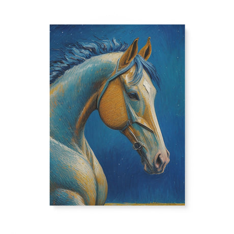Horse Oil Painting in Blue & Orange Wall Art Canvas {Midnight Equine} Canvas Wall Art Sckribbles 18x24  