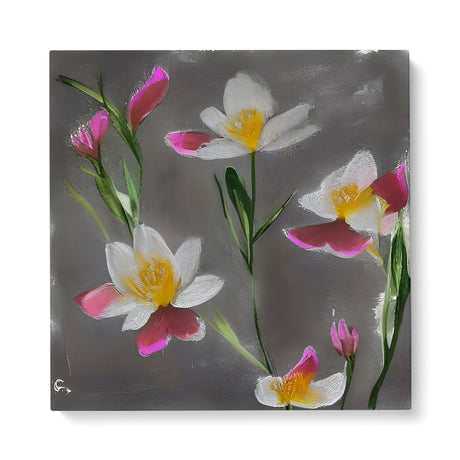Floral Pink and White Flower Wall Art Canvas {Dainty and Darkness} Canvas Wall Art Sckribbles 40x40  