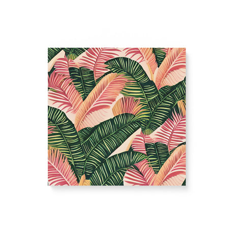 Tropical Pink and Green Palm Leaves Wall Art Canvas {Staycation Vibes} Canvas Wall Art Sckribbles 16x16  