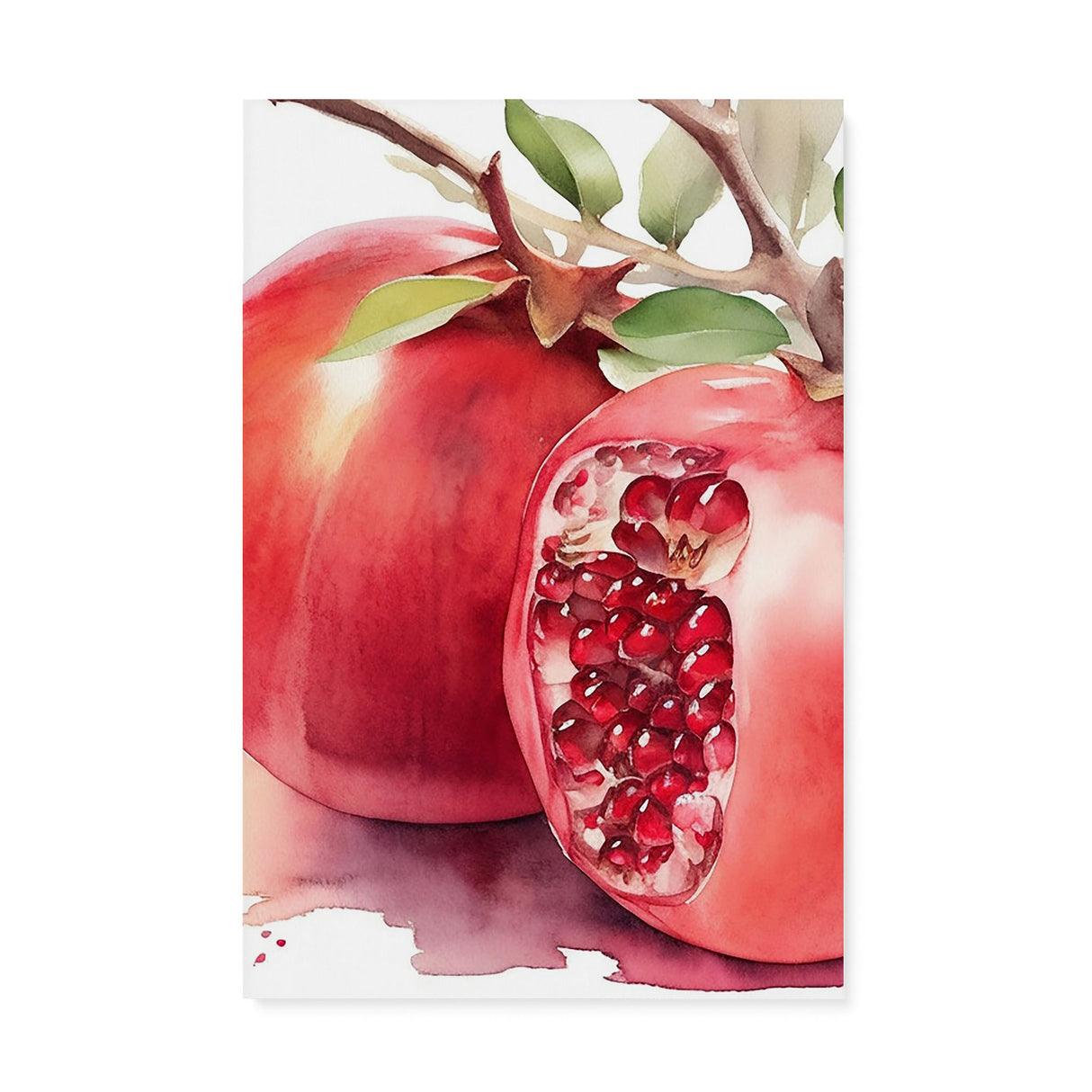 Watercolor Kitchen Fruit Wall Art Canvas {Pomegranate Love} Canvas Wall Art Sckribbles 20x30  