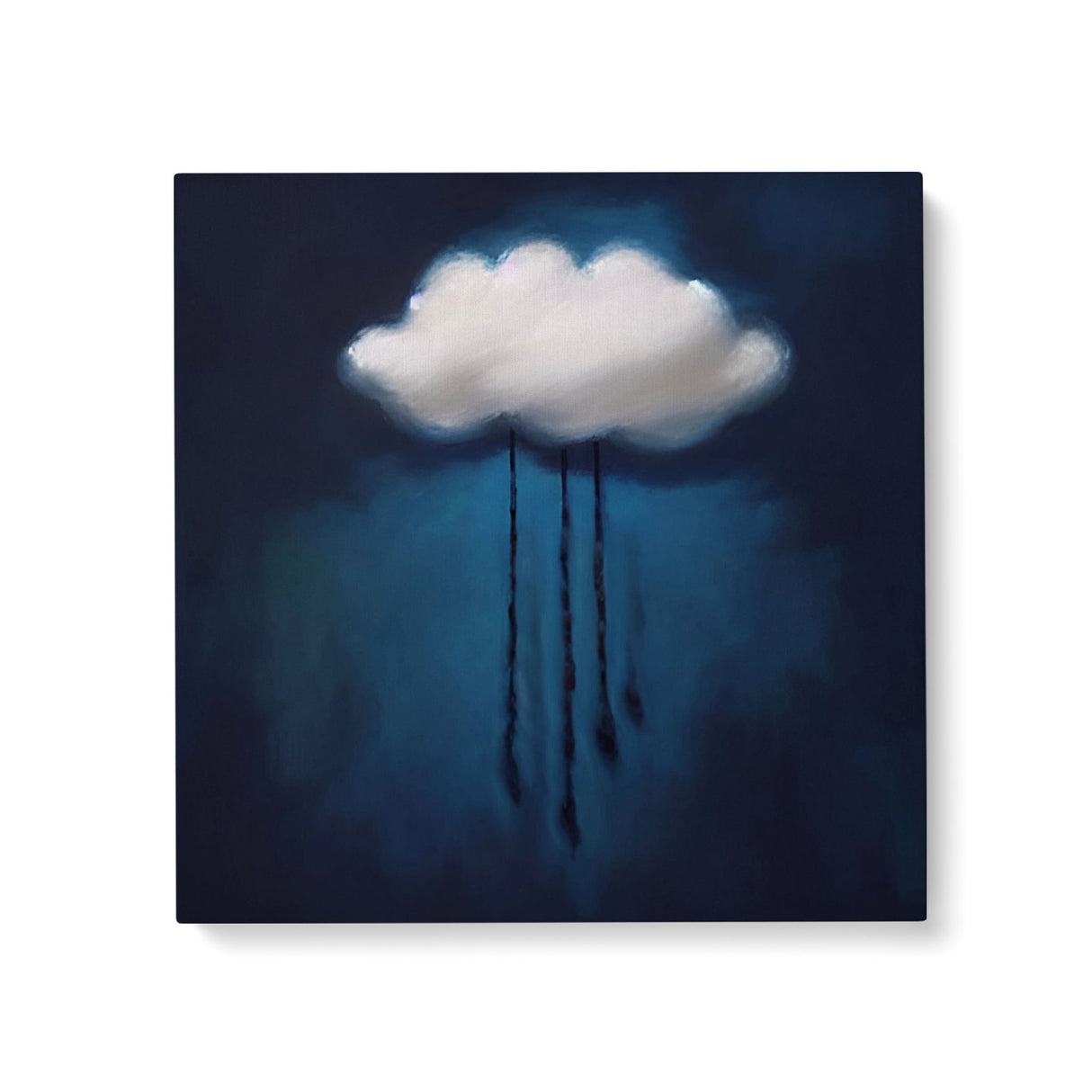 Dark Blue Moody Cloud Painting Wall Art Canvas Print {Raining Sadness} Canvas Wall Art Sckribbles 24x24  