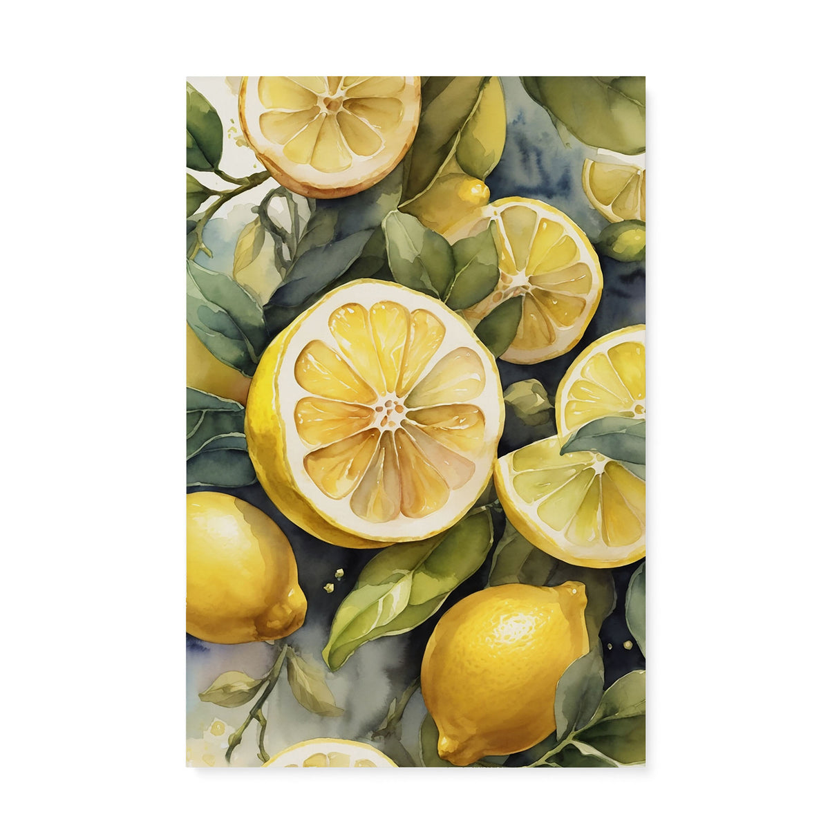 Whimsical Lemon Kitchen Watercolor Wall Art Canvas {Sour Beauty} Canvas Wall Art Sckribbles 24x36  