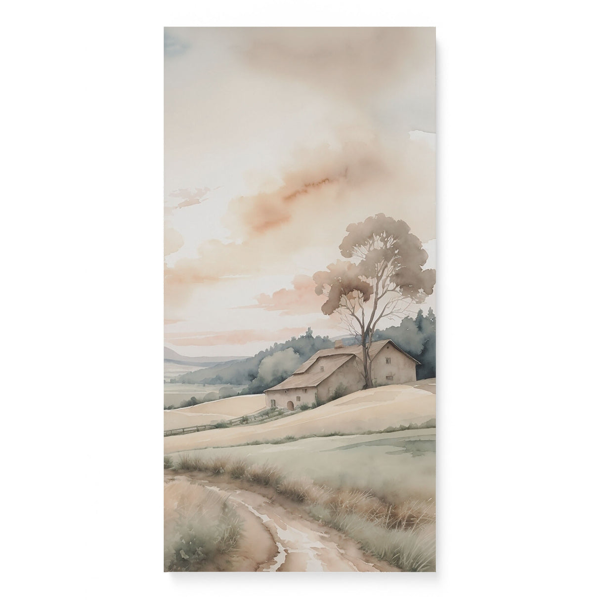 Beautiful Scenic Watercolor Wall Art Canvas {Country Road} Canvas Wall Art Sckribbles 16x32  