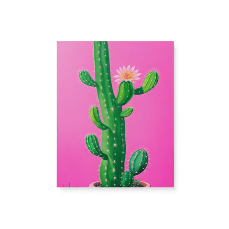 Bright Colorful Pot Plant Wall Art Canvas {Spunky Cactus} Canvas Wall Art Sckribbles 8x10  