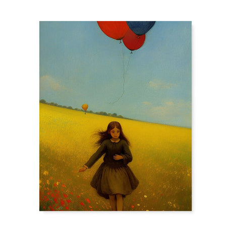 Charming Whimsical Wall Art Canvas {Girl with Balloon V4} Canvas Wall Art Sckribbles 24x30  