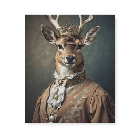 Vintage 18th-Century Deer Portrait Wall Art Canvas {Deer Royalty} Canvas Wall Art Sckribbles 20x24  