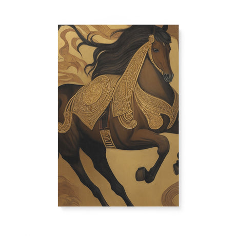 Neutral Medieval Horse Illustration Wall Art Canvas {Horse King} Canvas Wall Art Sckribbles 16x24  