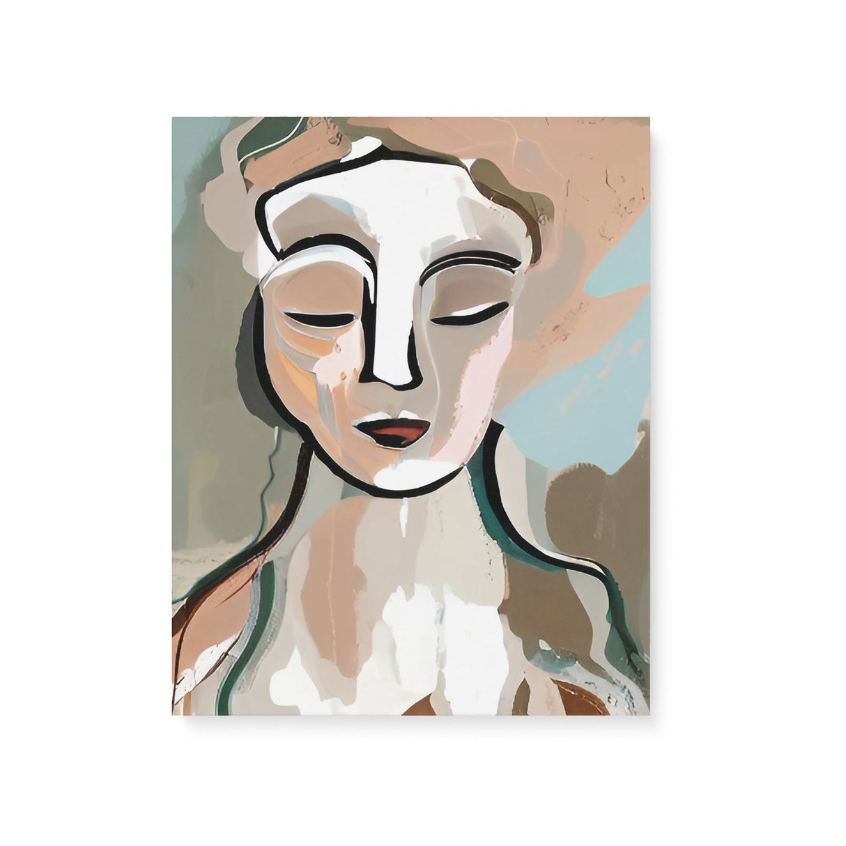 Modern Boho Portrait Canvas Wall Art of a Woman in Neutral Tones {Beige Bohemian} Canvas Wall Art Sckribbles 16x20  