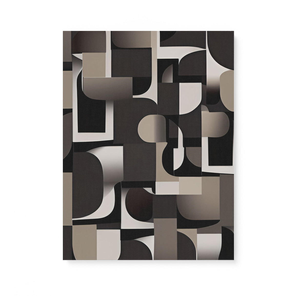Black, White, and Beige Dark Bauhaus Inspired Pattern Wall Art Canvas {Mid-Century Chaos} Canvas Wall Art Sckribbles 18x24  