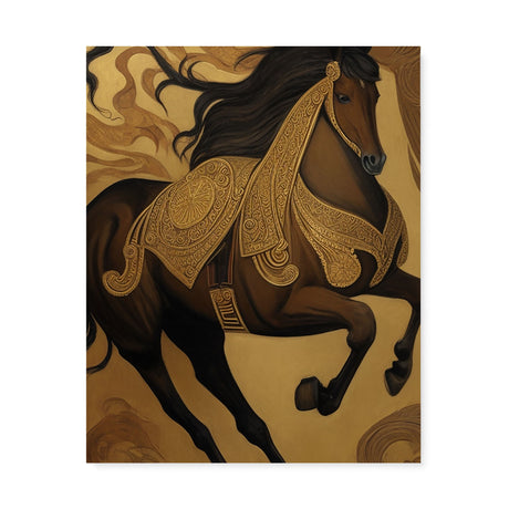 Neutral Medieval Horse Illustration Wall Art Canvas {Horse King} Canvas Wall Art Sckribbles 24x30  