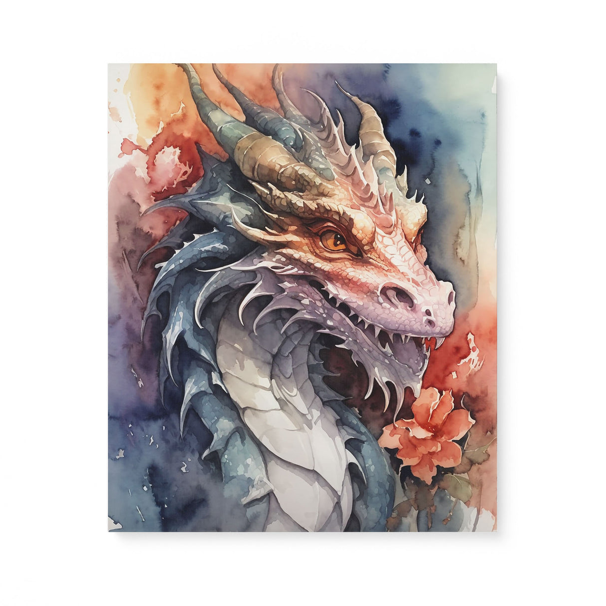 Mythical Watercolor Canvas Wall Art {The Dragon} Canvas Wall Art Sckribbles 20x24  