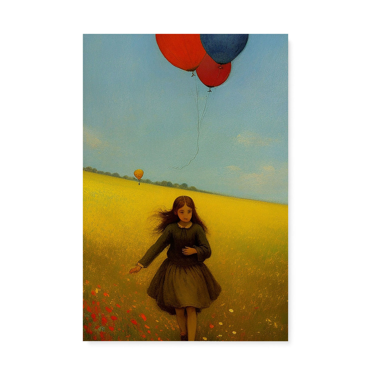Charming Whimsical Wall Art Canvas {Girl with Balloon V4} Canvas Wall Art Sckribbles 20x30  