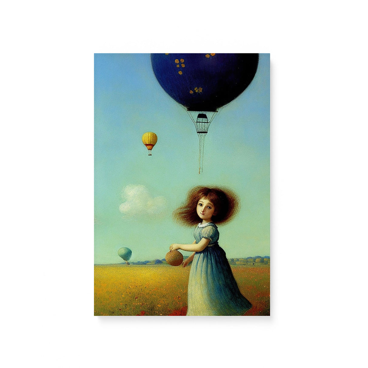 Whimsical Playful Wall Art Canvas {Girl with Balloon V3} Canvas Wall Art Sckribbles 8x12  
