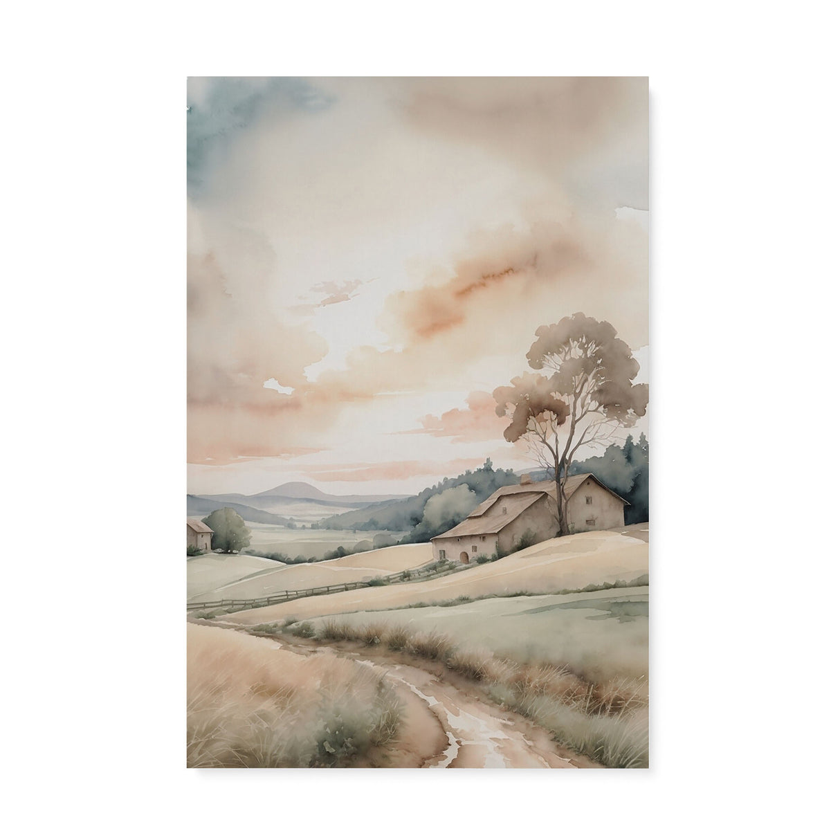 Beautiful Scenic Watercolor Wall Art Canvas {Country Road} Canvas Wall Art Sckribbles 20x30  