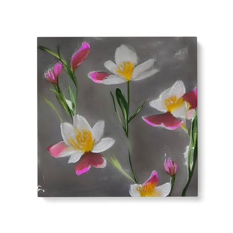 Floral Pink and White Flower Wall Art Canvas {Dainty and Darkness} Canvas Wall Art Sckribbles 24x24  