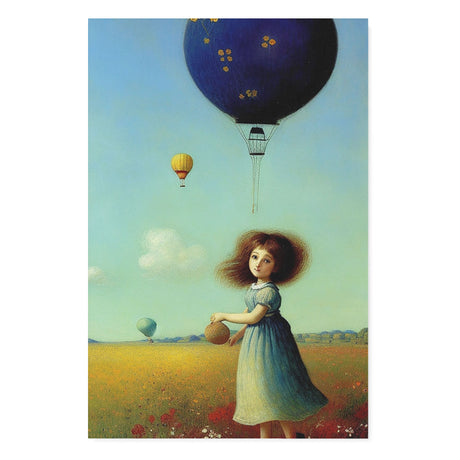 Whimsical Playful Wall Art Canvas {Girl with Balloon V3} Canvas Wall Art Sckribbles 32x48  