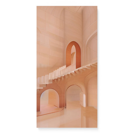 Bohemian Neutral Architecture with Stairs and Arches Canvas Wall Art {Boho Labyrinth} Canvas Wall Art Sckribbles 16x32  