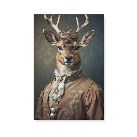 Vintage 18th-Century Deer Portrait Wall Art Canvas {Deer Royalty} Canvas Wall Art Sckribbles 16x24  