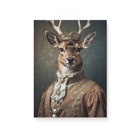 Vintage 18th-Century Deer Portrait Wall Art Canvas {Deer Royalty} Canvas Wall Art Sckribbles 12x16  
