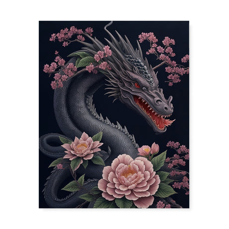 Dark Mythical Dragon Wall Art Canvas {Dragon Beauty} Canvas Wall Art Sckribbles 24x30  