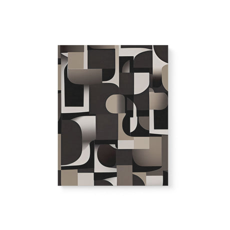 Black, White, and Beige Dark Bauhaus Inspired Pattern Wall Art Canvas {Mid-Century Chaos} Canvas Wall Art Sckribbles 11x14  