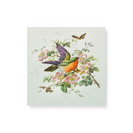 "Vintage Birthday Card with Birds, Flowers, and Butterflies" Wall Art Canvas Print Canvas Wall Art Sckribbles 16x16  